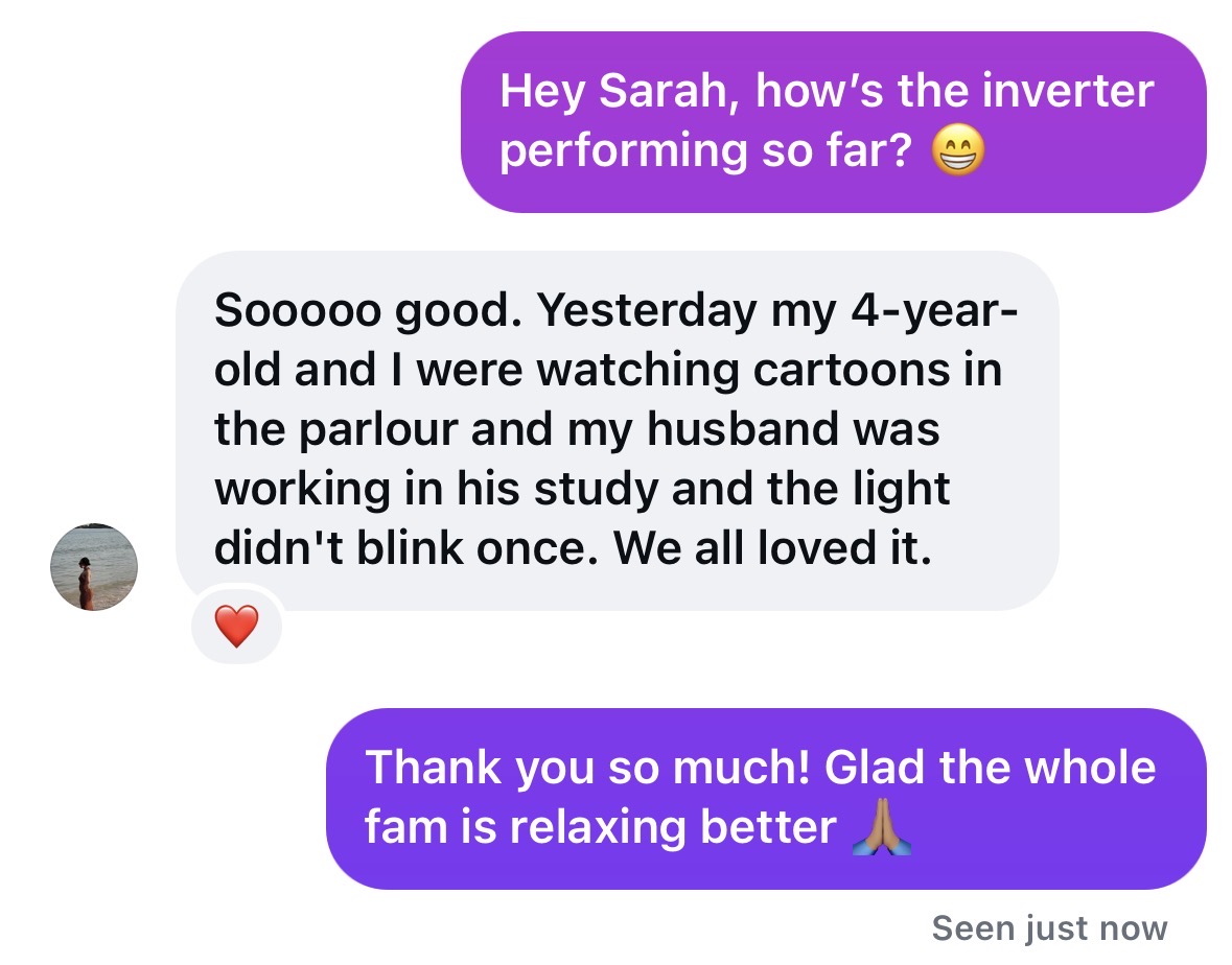 Customer testimonial screenshot