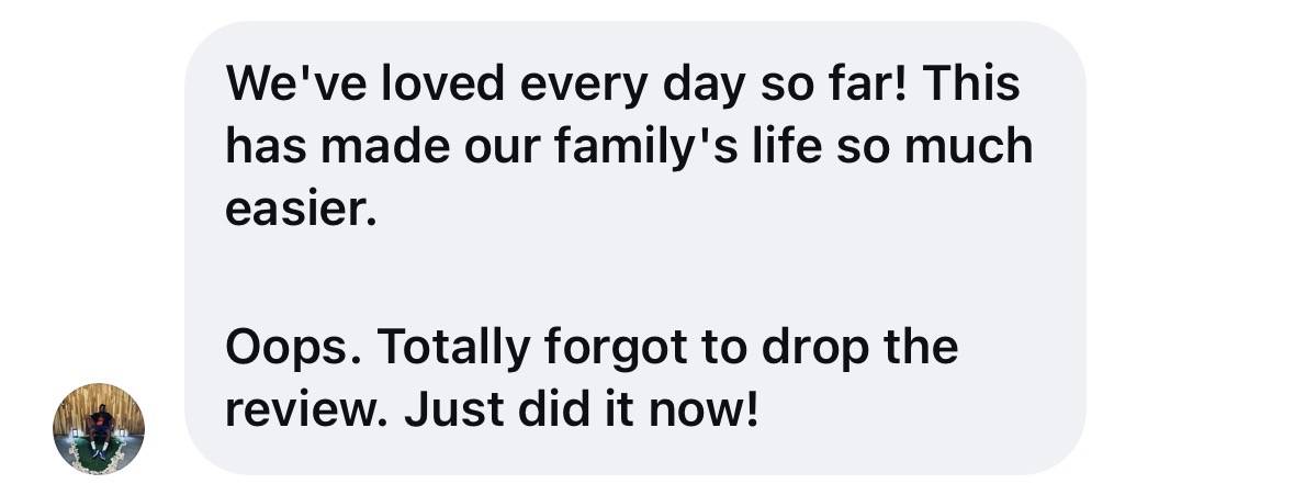 Customer testimonial screenshot