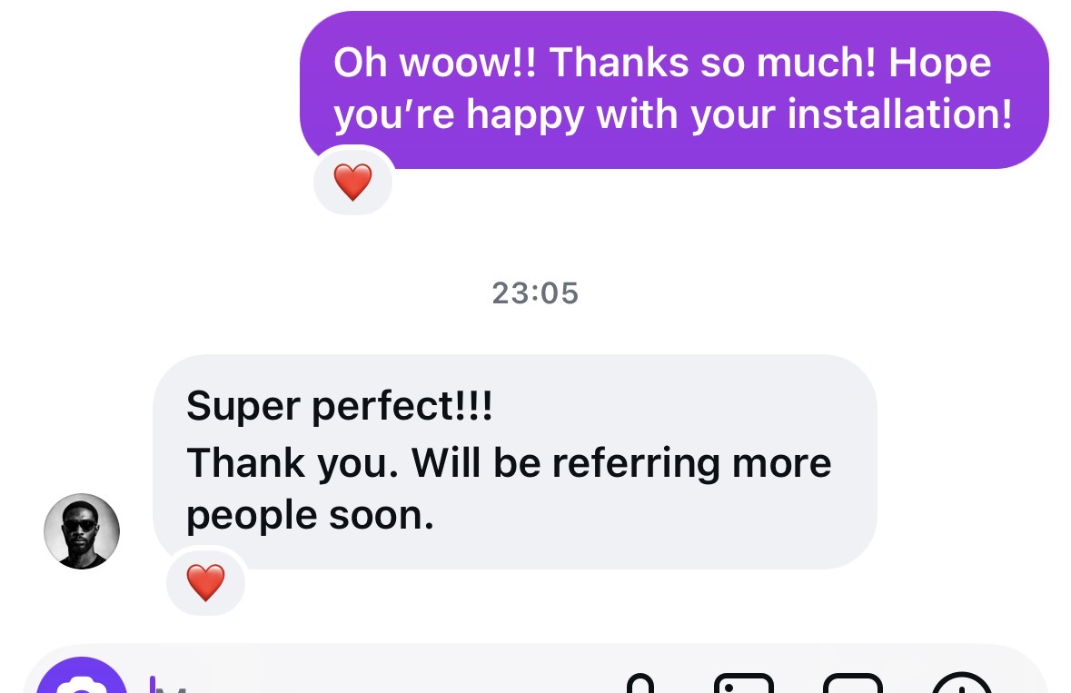 Customer testimonial screenshot