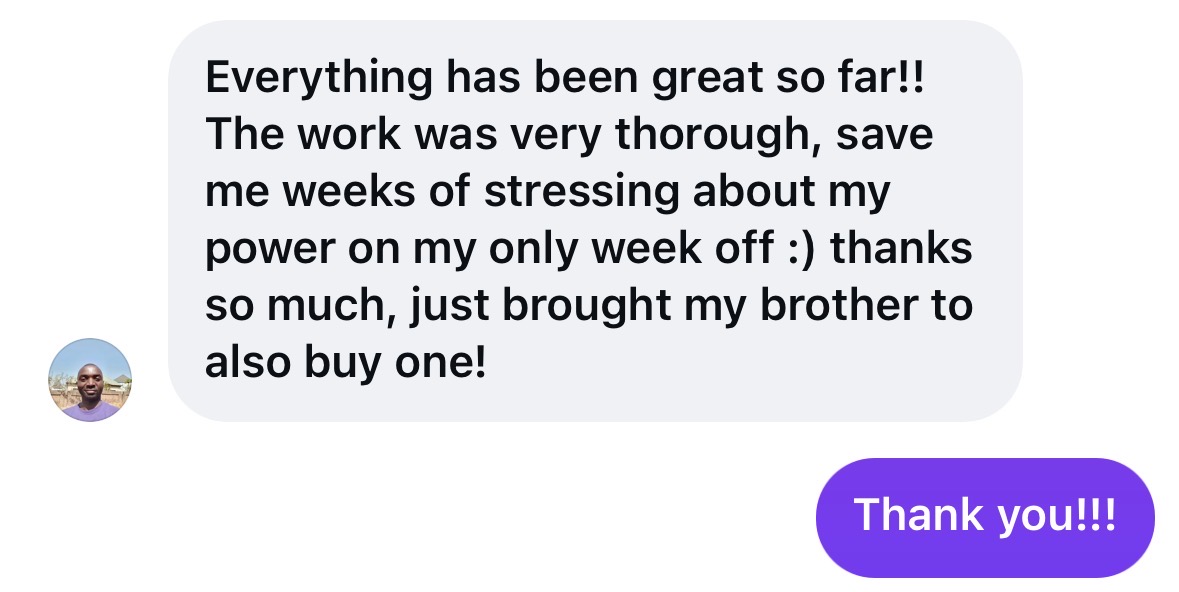 Customer testimonial screenshot