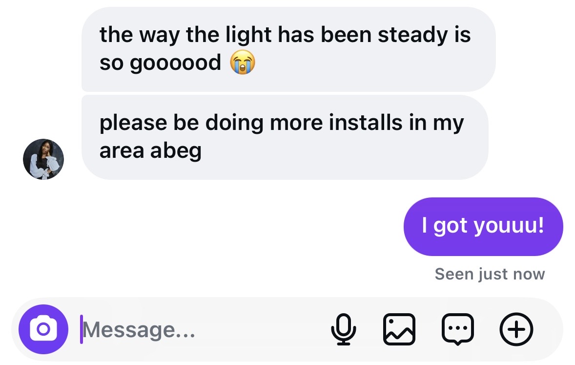 Customer testimonial screenshot
