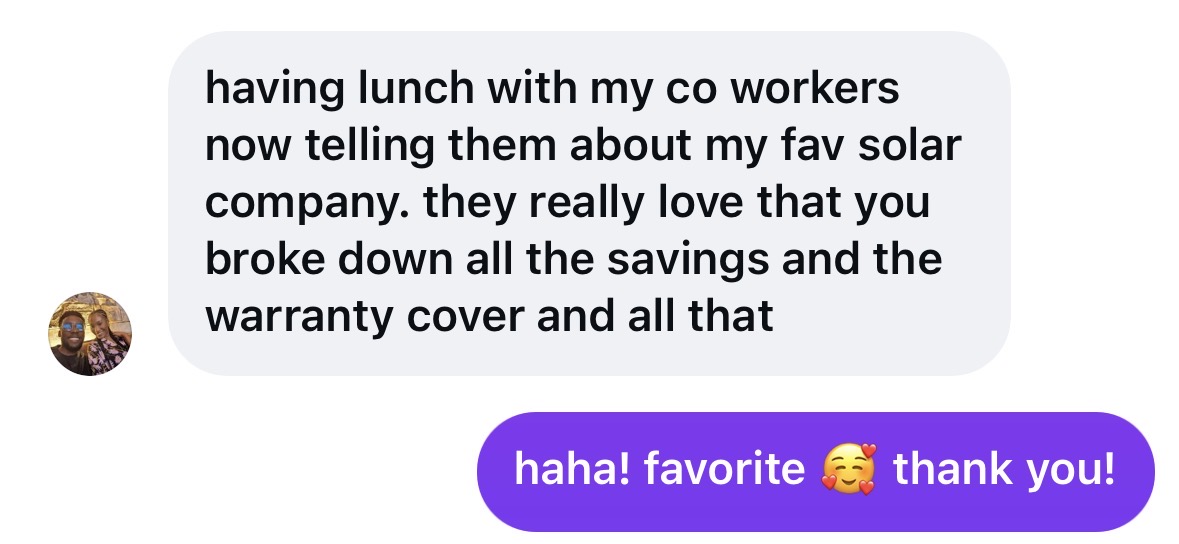 Customer testimonial screenshot
