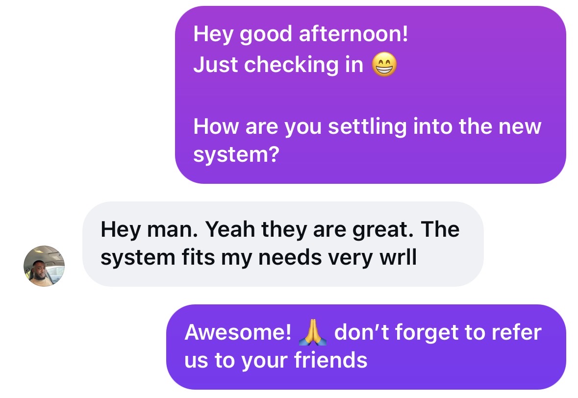 Customer testimonial screenshot